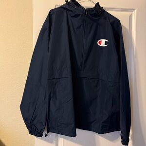 New w/out tags Men's Packable Half-Zip Hooded Water-Resistant Jacket Champion L.